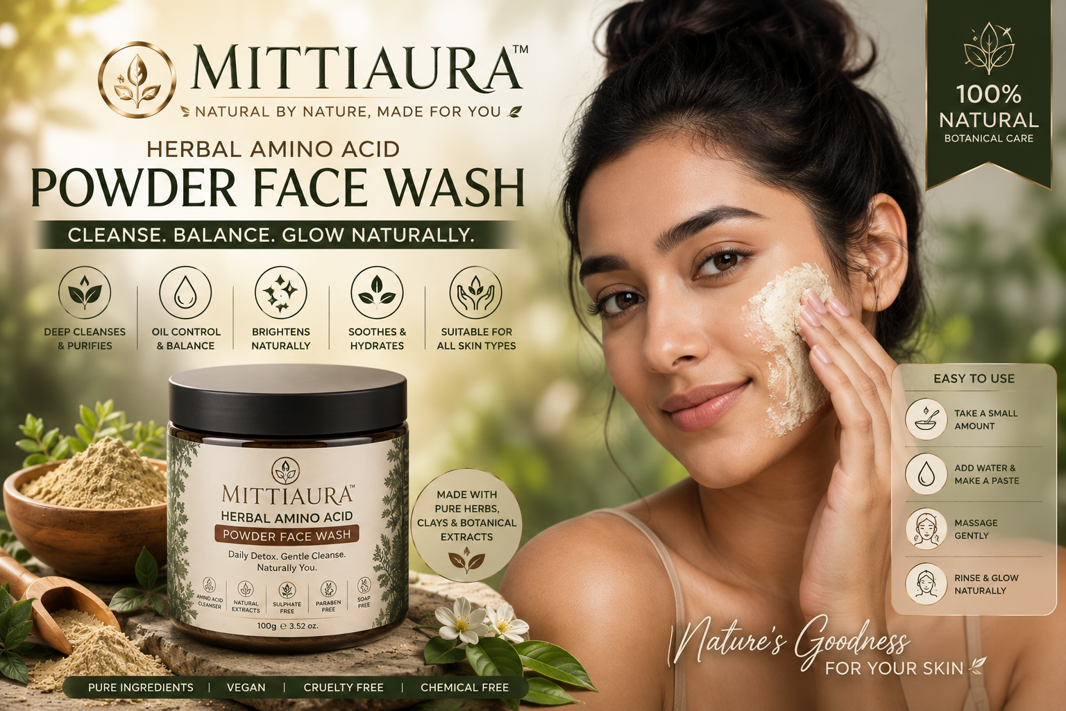MittiAura Premium Powder Face Wash Jar